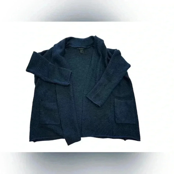 Tahari EUC  Knit Longsleeve Open Cardigan Navy Blue Size XL - Picture 5 of 9